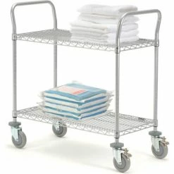 Nexel® Utility Cart w/2 Shelves & Poly Brake Casters, 1200 lb. Cap, 30"L x 21"W x 39"H, Silver -Utility Carts Elegant store 168207B 5