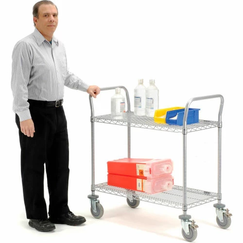 Nexel® Utility Cart w/2 Shelves & Poly Brake Casters, 1200 lb. Cap, 48"L x 24"W x 39"H 4 Nexel® Utility Cart w/2 Shelves & Poly Brake Casters, 1200 lb. Cap, 48"L x 24"W x 39"H - Image 4