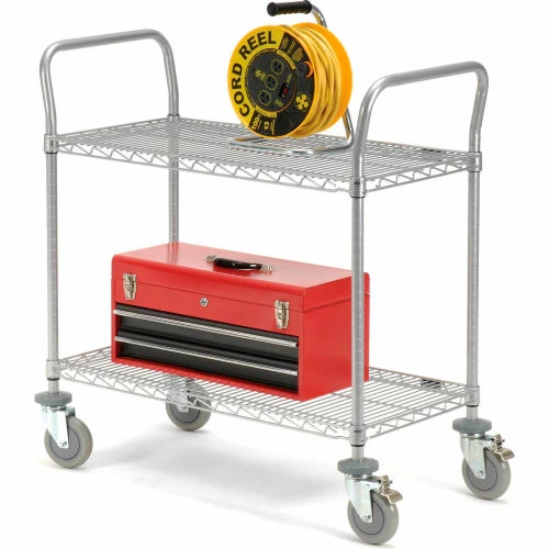 Nexel® Utility Cart w/2 Shelves & Poly Brake Casters, 1200 lb. Cap, 48"L x 24"W x 39"H 2 Nexel® Utility Cart w/2 Shelves & Poly Brake Casters, 1200 lb. Cap, 48"L x 24"W x 39"H - Image 2