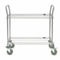 Nexel® Utility Cart w/2 Shelves & Poly Brake Casters, 1200 lb. Cap, 60"L x 24"W x 39"H, Silver -Utility Carts Elegant store 168207B 07 2