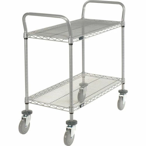 Nexel® Utility Cart w/2 Shelves & Poly Casters, 1200 lb. Capacity, 42"L x 21"W x 39"H, Silver 2 Nexel® Utility Cart w/2 Shelves & Poly Casters, 1200 lb. Capacity, 42"L x 21"W x 39"H, Silver - Image 2