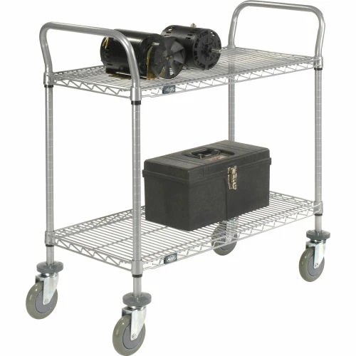 Nexel® Utility Cart w/2 Shelves & Poly Casters, 1200 lb. Capacity, 30"L x 24"W x 39"H, Silver 6 Nexel® Utility Cart w/2 Shelves & Poly Casters, 1200 lb. Capacity, 30"L x 24"W x 39"H, Silver - Image 6