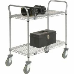 Nexel® Utility Cart w/2 Shelves & Poly Casters, 1200 lb. Capacity, 42"L x 24"W x 39"H, Silver -Utility Carts Elegant store 168207 05 9