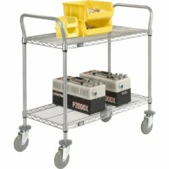 Nexel® Utility Cart w/2 Shelves & Poly Casters, 1200 lb. Capacity, 42"L x 24"W x 39"H, Silver -Utility Carts Elegant store 168207 06 9