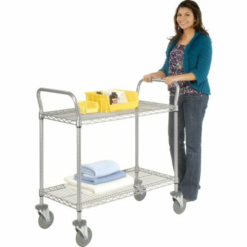 Nexel® Utility Cart w/2 Shelves & Poly Casters, 1200 lb. Capacity, 30"L x 24"W x 39"H, Silver 8 Nexel® Utility Cart w/2 Shelves & Poly Casters, 1200 lb. Capacity, 30"L x 24"W x 39"H, Silver - Image 8