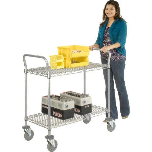 Nexel® Utility Cart w/2 Shelves & Poly Casters, 1200 lb. Capacity, 30"L x 24"W x 39"H, Silver 9 Nexel® Utility Cart w/2 Shelves & Poly Casters, 1200 lb. Capacity, 30"L x 24"W x 39"H, Silver - Image 9