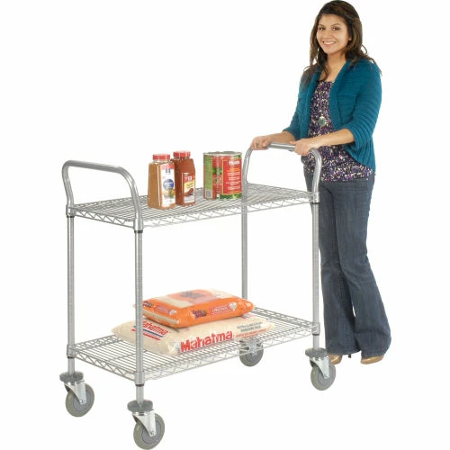 Nexel® Utility Cart w/2 Shelves & Poly Casters, 1200 lb. Capacity, 30"L x 21"W x 39"H, Silver 10 Nexel® Utility Cart w/2 Shelves & Poly Casters, 1200 lb. Capacity, 30"L x 21"W x 39"H, Silver - Image 10