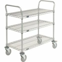Nexel® Utility Cart w/3 Shelves & Poly Brake Casters, 1200 lb. Cap, 36"L x 21"W x 39"H