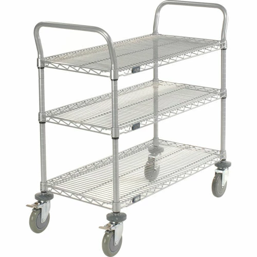 Nexel® Utility Cart w/3 Shelves & Poly Brake Casters, 1200 lb. Cap, 48"L x 21"W x 39"H 2 Nexel® Utility Cart w/3 Shelves & Poly Brake Casters, 1200 lb. Cap, 48"L x 21"W x 39"H - Image 2