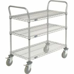 Nexel® Utility Cart w/3 Shelves & Poly Brake Casters, 1200 lb. Cap, 36"L x 21"W x 39"H -Utility Carts Elegant store 168210B 02 10