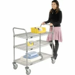 Nexel® Utility Cart w/3 Shelves & Poly Casters, 1200 lb. Capacity, 42"L x 24"W x 39"H 17 Nexel® Utility Cart w/3 Shelves & Poly Casters, 1200 lb. Capacity, 42"L x 24"W x 39"H -Utility Carts Elegant store 168210 08 8