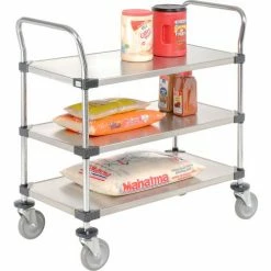 Nexel® Stainless Steel Utility Cart w/3 Shelves, 800 lb. Capacity, 36"L x 24"W x 38"H -Utility Carts Elegant store 184288 02