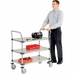 Nexel® Stainless Steel Utility Cart w/3 Shelves, 800 lb. Capacity, 48"L x 24"W x 38"H 28 Nexel® Stainless Steel Utility Cart w/3 Shelves, 800 lb. Capacity, 48"L x 24"W x 38"H -Utility Carts Elegant store 184288 11 2