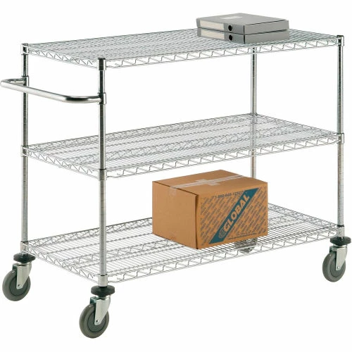 Nexel® Chrome ESD Adjustable Shelf Cart w/3 Shelves & Poly Casters, 54"L x 18"W x 40"H 2 Nexel® Chrome ESD Adjustable Shelf Cart w/3 Shelves & Poly Casters, 54"L x 18"W x 40"H - Image 2