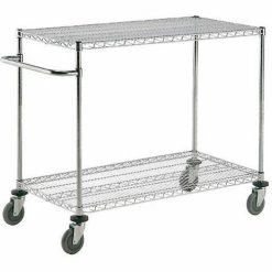 Nexel® Chrome ESD Adjustable Shelf Cart w/2 Shelves & Poly Casters, 30"L x 18"W x 40"H