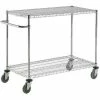 Nexel® Chrome ESD Adjustable Shelf Cart w/2 Shelves & Poly Casters, 54"L x 21"W x 40"H