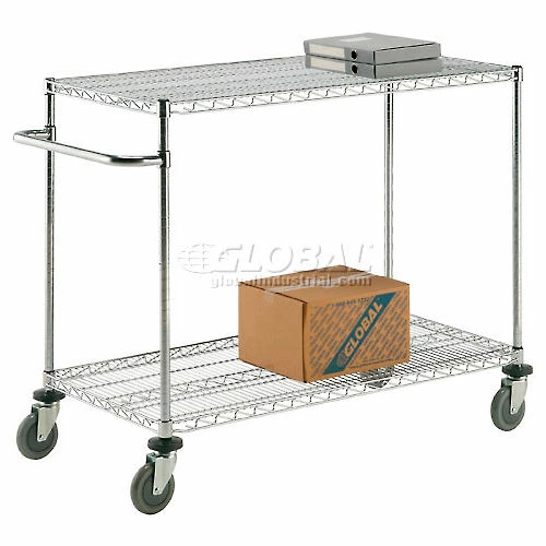 Nexel® Chrome ESD Adjustable Shelf Cart w/2 Shelves & Poly Casters, 30"L x 21"W x 40"H 2 Nexel® Chrome ESD Adjustable Shelf Cart w/2 Shelves & Poly Casters, 30"L x 21"W x 40"H - Image 2