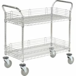 Nexel® Chrome Utility Cart w/2 Shelves & Poly Brake Casters, 1200 lb. Cap, 42"L x 24"W x 39"H 23 Nexel® Chrome Utility Cart w/2 Shelves & Poly Brake Casters, 1200 lb. Cap, 42"L x 24"W x 39"H -Utility Carts Elegant store 188704 01 11