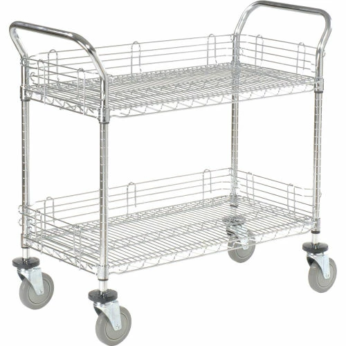 Nexel® Chrome Utility Cart w/2 Shelves & Poly Brake Casters, 1200 lb. Cap, 42"L x 24"W x 39"H 8 Nexel® Chrome Utility Cart w/2 Shelves & Poly Brake Casters, 1200 lb. Cap, 42"L x 24"W x 39"H - Image 8