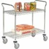 Nexel® Chrome Utility Cart w/2 Shelves & Poly Brake Casters, 1200 lb. Cap, 42"L x 18"W x 39"H