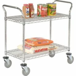 Nexel® Chrome Utility Cart w/2 Shelves & Poly Casters, 1200 lb. Capacity, 48"L x 24"W x 39"H