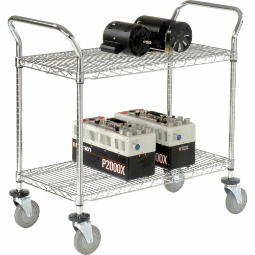 Nexel® Chrome Utility Cart w/2 Shelves & Poly Casters, 1200 lb. Capacity, 36"L x 24"W x 39"H 2 Nexel® Chrome Utility Cart w/2 Shelves & Poly Casters, 1200 lb. Capacity, 36"L x 24"W x 39"H - Image 2