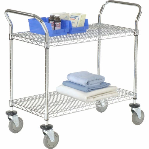 Nexel® Chrome Utility Cart w/2 Shelves & Poly Casters, 1200 lb. Capacity, 42"L x 18"W x 39"H 2 Nexel® Chrome Utility Cart w/2 Shelves & Poly Casters, 1200 lb. Capacity, 42"L x 18"W x 39"H - Image 2