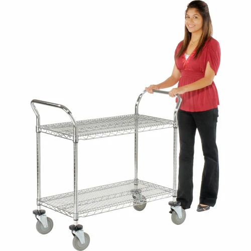 Nexel® Chrome Utility Cart w/2 Shelves & Poly Casters, 1200 lb. Capacity, 48"L x 24"W x 39"H 7 Nexel® Chrome Utility Cart w/2 Shelves & Poly Casters, 1200 lb. Capacity, 48"L x 24"W x 39"H - Image 7