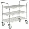 Nexel® Chrome Utility Cart w/3 Shelves & Poly Casters, 1200 lb. Capacity, 36"L x 24"W x 39"H