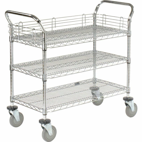 Nexel® Chrome Utility Cart w/3 Shelves & Poly Casters, 1200 lb. Capacity, 48"L x 24"W x 39"H 2 Nexel® Chrome Utility Cart w/3 Shelves & Poly Casters, 1200 lb. Capacity, 48"L x 24"W x 39"H - Image 2