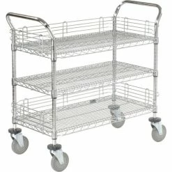 Nexel® Chrome Utility Cart w/3 Shelves & Poly Casters, 1200 lb. Capacity, 30"L x 24"W x 39"H -Utility Carts Elegant store 188724 02 3