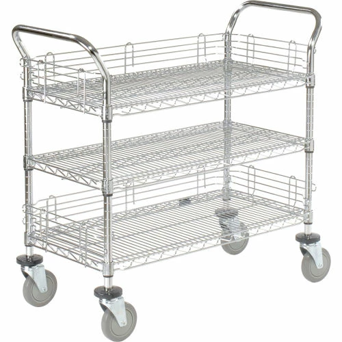 Nexel® Chrome Utility Cart w/3 Shelves & Poly Casters, 1200 lb. Capacity, 48"L x 24"W x 39"H 3 Nexel® Chrome Utility Cart w/3 Shelves & Poly Casters, 1200 lb. Capacity, 48"L x 24"W x 39"H - Image 3