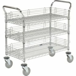 Nexel® Chrome Utility Cart w/3 Shelves & Poly Casters, 1200 lb. Capacity, 42"L x 18"W x 39"H -Utility Carts Elegant store 188724 03 13