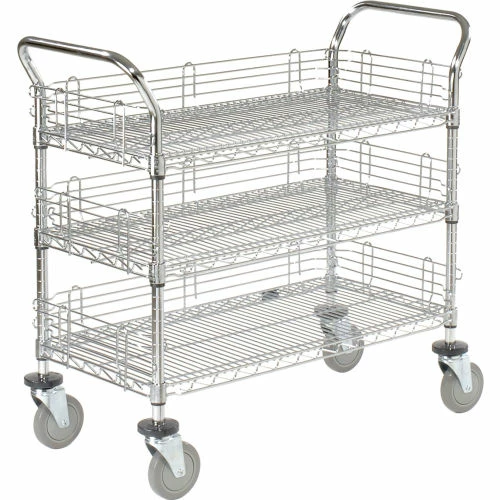 Nexel® Chrome Utility Cart w/3 Shelves & Poly Brake Casters, 1200 lb. Cap, 30"L x 21"W x 39"H 4 Nexel® Chrome Utility Cart w/3 Shelves & Poly Brake Casters, 1200 lb. Cap, 30"L x 21"W x 39"H - Image 4