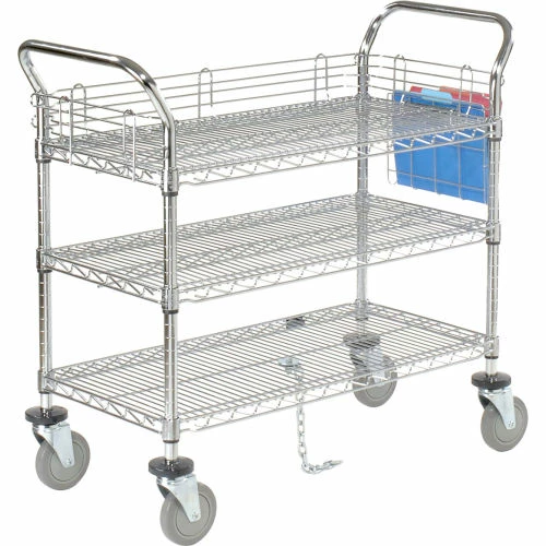 Nexel® Chrome Utility Cart w/3 Shelves & Poly Casters, 1200 lb. Capacity, 36"L x 21"W x 39"H 6 Nexel® Chrome Utility Cart w/3 Shelves & Poly Casters, 1200 lb. Capacity, 36"L x 21"W x 39"H - Image 6