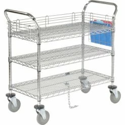 Nexel® Chrome Utility Cart w/3 Shelves & Poly Brake Casters, 1200 lb. Cap, 36"L x 21"W x 39"H -Utility Carts Elegant store 188724 05 6