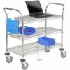Nexel® Chrome ESD Utility Cart w/3 Shelves & Polyurethane Casters, 36"L x 18"W x 39"H