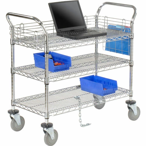 Nexel® Chrome Utility Cart w/3 Shelves & Poly Casters, 1200 lb. Capacity, 36"L x 24"W x 39"H 8 Nexel® Chrome Utility Cart w/3 Shelves & Poly Casters, 1200 lb. Capacity, 36"L x 24"W x 39"H - Image 8
