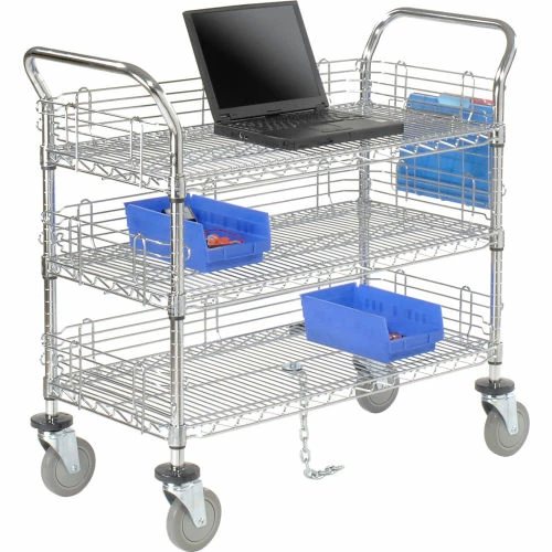 Nexel® Chrome Utility Cart w/3 Shelves & Poly Casters, 1200 lb. Capacity, 36"L x 21"W x 39"H 9 Nexel® Chrome Utility Cart w/3 Shelves & Poly Casters, 1200 lb. Capacity, 36"L x 21"W x 39"H - Image 9
