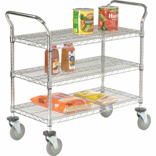 Nexel® Chrome Utility Cart w/3 Shelves & Poly Casters, 1200 lb. Capacity, 36"L x 21"W x 39"H 11 Nexel® Chrome Utility Cart w/3 Shelves & Poly Casters, 1200 lb. Capacity, 36"L x 21"W x 39"H - Image 11