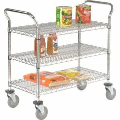Nexel® Chrome Utility Cart w/3 Shelves & Poly Brake Casters, 1200 lb. Cap, 36"L x 21"W x 39"H -Utility Carts Elegant store 188724 10 6