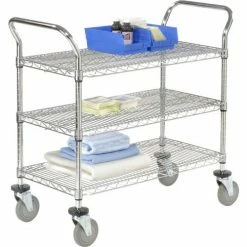 Nexel® Chrome Utility Cart w/3 Shelves & Poly Casters, 1200 lb. Capacity, 30"L x 21"W x 39"H -Utility Carts Elegant store 188724 11 2