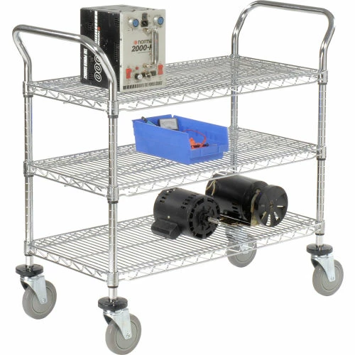 Nexel® Chrome Utility Cart w/3 Shelves & Poly Brake Casters, 1200 lb. Cap, 30"L x 21"W x 39"H 13 Nexel® Chrome Utility Cart w/3 Shelves & Poly Brake Casters, 1200 lb. Cap, 30"L x 21"W x 39"H - Image 13