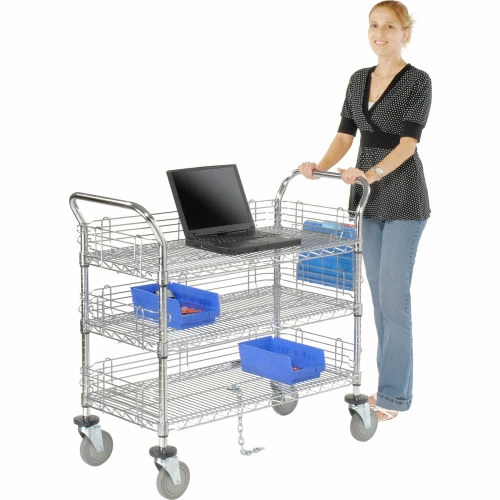 Nexel® Chrome Utility Cart w/3 Shelves & Poly Casters, 1200 lb. Capacity, 48"L x 24"W x 39"H 14 Nexel® Chrome Utility Cart w/3 Shelves & Poly Casters, 1200 lb. Capacity, 48"L x 24"W x 39"H - Image 14