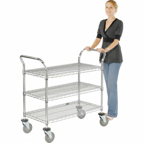 Nexel® Chrome Utility Cart w/3 Shelves & Poly Brake Casters, 1200 lb. Cap, 42"L x 18"W x 39"H 17 Nexel® Chrome Utility Cart w/3 Shelves & Poly Brake Casters, 1200 lb. Cap, 42"L x 18"W x 39"H - Image 17
