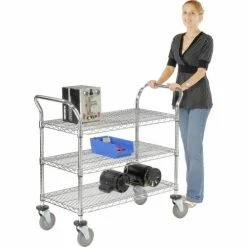Nexel® Chrome Utility Cart w/3 Shelves & Poly Casters, 1200 lb. Capacity, 36"L x 24"W x 39"H 51 Nexel® Chrome Utility Cart w/3 Shelves & Poly Casters, 1200 lb. Capacity, 36"L x 24"W x 39"H -Utility Carts Elegant store 188724 19 1