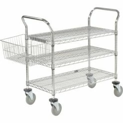 Nexel® Chrome Utility Cart w/3 Shelves & Poly Casters, 1200 lb. Capacity, 30"L x 24"W x 39"H -Utility Carts Elegant store 188724 23 3