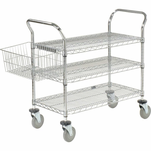 Nexel® Chrome Utility Cart w/3 Shelves & Poly Brake Casters, 1200 lb. Cap, 30"L x 21"W x 39"H 24 Nexel® Chrome Utility Cart w/3 Shelves & Poly Brake Casters, 1200 lb. Cap, 30"L x 21"W x 39"H - Image 24