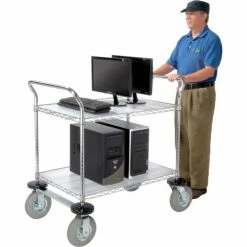 Nexel® Chrome Wire Shelf Instrument Cart w/2 Shelves, 1200 Ib. Capacity, 36"L x 24"W x 44"H -Utility Carts Elegant store 188780 04