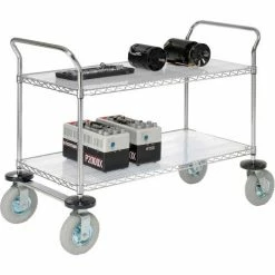 Nexel® Chrome Wire Shelf Instrument Cart w/2 Shelves, 1200 Ib. Capacity, 48"L x 24"W x 44"H -Utility Carts Elegant store 188782 06